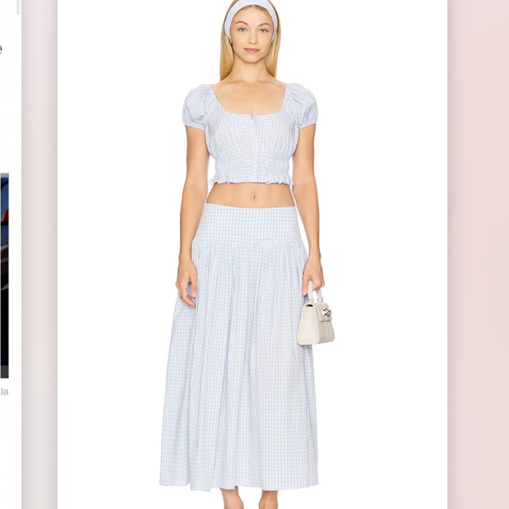 LPA Light Blue Gingham Skirt Set